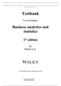 Testbank to accompany Business analytics and statistics 1st edition by Black et al