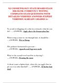 NJ COSMETOLOGY STATE BOARD EXAM  2026 BANK CURRENTLY TESTING  COMPLETE EXAM QUESTIONS WITH  DETAILED VERIFIED ANSWERS &sol;EXPERT  VERIFIED &sol;ALREADY GRADED A&plus;