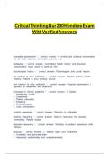 CRITICAL THINKING NUR 200 HONDROS EXAM WITH VERIFIED ANSWERS