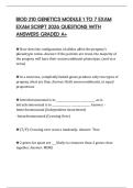 BIOD 210 GENETICS MODULE 1 TO 7 EXAM EXAM SCRIPT 2026 QUESTIONS WITH ANSWERS GRADED A&plus;