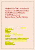  CHAM  Exam Guide&vert; Verified Exam Questions with 100&percnt; Correct Clear Verified Answers&vert; All Graded A&plus;&vert;100&percnt; Guaranteed Success&vert;Latest Premium Update&period;
