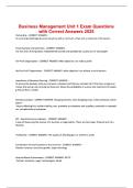 Business Management Unit 1 Exam Questions with Correct Answers 