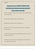 Refrigeration Exam 1 NEWEST COMPLETE 300 QUESTIONS AND VERIFIED SOLUTIONS 2026-2027 LATEST UPDATE THIS YEAR
