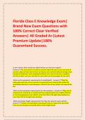     Florida Class E Knowledge Exam&vert; Brand New Exam Questions with 100&percnt; Correct Clear Verified Answers&vert; All Graded A&plus;&vert;Latest Premium Update&vert;100&percnt; Guaranteed Success&period;