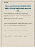 UP Return to Work EXAM COMPLETE QUESTIONS AND VERIFIED SOLUTIONS 2026-2027 LATEST UPDATE THIS YEAR