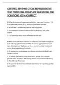 CERTIFIED REVENUE CYCLE REPRESENTATIVE TEST PAPER 2026 COMPLETE QUESTIONS AND SOLUTIONS 100&percnt; CORRECT