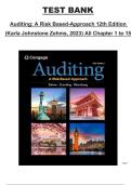 Auditing&colon; A Risk-Based Approach&comma; 12th Edition &lpar;Karla Johnstone-Zehms&comma; 2023&rpar; &ndash; Complete Test Bank for Chapters 1&ndash;15
