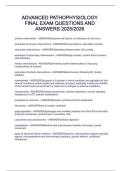ADVANCED PATHOPHYSIOLOGY FINAL EXAM QUESTIONS AND ANSWERS 2025/2026