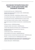 ADVANCED PATHOPHYSIOLOGY FINAL EXAM QUESTIONS AND ANSWERS 2025/2026