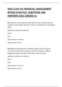 WGU C214 OA FINANCIAL MANAGEMENT RETAKE EXAM FULL QUESTIONS AND ANSWERS 2026 GRADED A&plus;