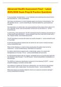 Advanced Health Assessment Final &ndash; Latest  2025&sol;2026 Exam Prep & Practice Questions