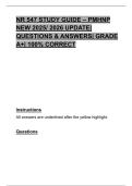 NR 547 Study Guide &ndash; PMHNP &lpar;2025&ndash;2026&rpar; &vert; Comprehensive Questions & Answers &vert; Grade A&plus; &vert; Complete Exam Preparation Material