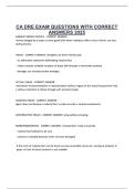 CA DRE EXAM QUESTIONS WITH CORRECT ANSWERS 
