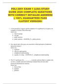 POLI 2051 EXAM 1 &lpar;LSU&rpar; STUDY  GUIDE 2026 COMPLETE QUESTIONS  WITH CORRECT DETAILED ANSWERS  &vert;&vert; 100&percnt; GUARANTEED PASS  <LATEST VERSION> 