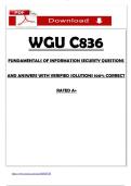 WGU C836  FUNDAMENTALS OF INFORMATION SECURITY QUESTIONS AND ANSWERS WITH VERIFIED SOLUTIONS 100&percnt; CORRECT  RATED A&plus;
