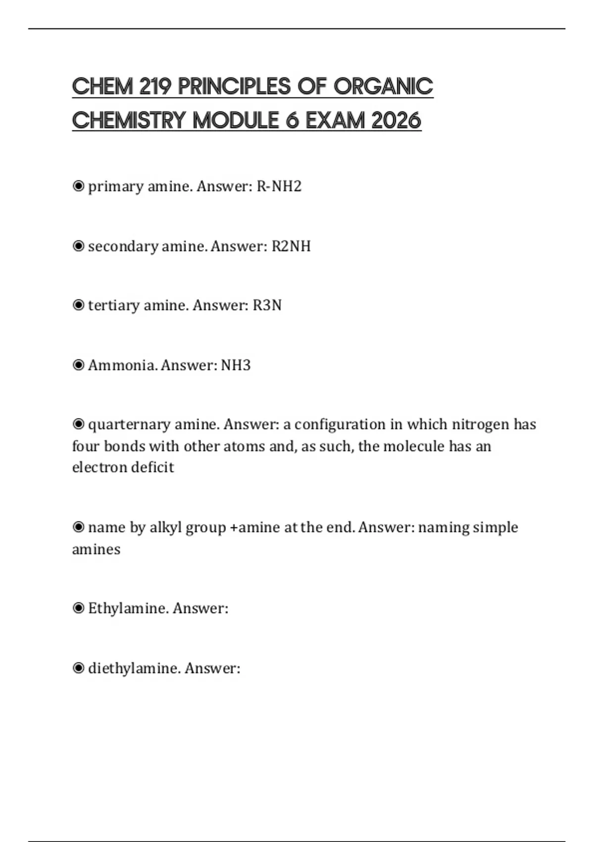 CHEM 219 PRINCIPLES OF ORGANIC CHEMISTRY MODULE 6 EXAM 2026 - CHEM ...
