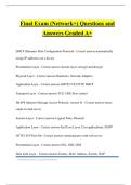 Final Exam &lpar;Network&plus;&rpar; Questions and Answers Graded A&plus;