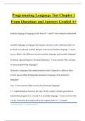 Programming Language Test Chapter 1 Exam Questions and Answers Graded A&plus;