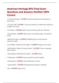 American Heritage BYU Final Exam  Questions and Answers Verified 100&percnt;  Correct 