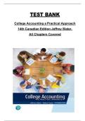 College Accounting&colon; A Practical Approach&comma; 14th Canadian Edition by Jeffrey Slater &ndash; Complete Test Bank for All Chapters