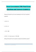 Texas Government 2306 Final Exam Questions and Answers Graded A&plus;