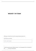 SMU BIOLOGY 1301 MIDTERM EXAM 1 QUESTIONS AND VERIFIED ANSWERS