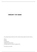 BIOLOGY 1301 EXAM 1 QUESTIONS AND VERIFIED ANSWERS