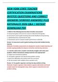 NEW YORK STATE TEACHER  CERTIFICATION EXAMINATIONS  &lpar;NYSTCE&rpar; QUESTIONS AND CORRECT  ANSWERS &lpar;VERIFIED ANSWERS&rpar; PLUS  RATIONALES 2026 Q&A &vert; INSTANT  DOWNLOAD PDF 