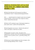 CRIMINAL INVESTIGATION ACTUAL EXAM PAPER WITH 100% CORRECT SOLUTIONS GRADED A+ 2026.