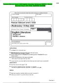Pearson Edexcel Level 3 GCE English Literature Advanced PAPER 1&colon; Drama  Question Paper with FINAL MARKING SCHEME