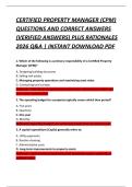 CERTIFIED PROPERTY MANAGER &lpar;CPM&rpar;  QUESTIONS AND CORRECT ANSWERS  &lpar;VERIFIED ANSWERS&rpar; PLUS RATIONALES  2026 Q&A &vert; INSTANT DOWNLOAD PDF 