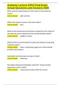 Anatomy Lecture IUPUI Final Exam Actual Questions and Answers 2026&period;docx