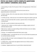 PSYCH 102 EXAM 3 WITH COMPLETE QUESTIONS AND CORRECT ANSWERS 2025&sol;2026