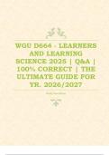   WGU D664 - LEARNERS AND LEARNING SCIENCE 2025 &vert; Q&A &vert; 100&percnt; CORRECT &vert; THE ULTIMATE GUIDE FOR YR&period; 2026&sol;2027