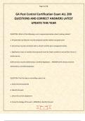 GA Pest Control Certification Exam ALL 200 QUESTIONS AND CORRECT ANSWERS LATEST UPDATE THIS YEAR