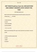 EMT FISDAP Readiness Exam ALL 200 QUESTIONS AND CORRECT ANSWERS LATEST UPDATE THIS YEAR