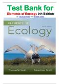 Test Bank for Elements of Ecology 9th Edition by Thomas Smith and Robert Smith isbn-9780321934185