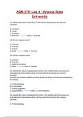 ASM 275&colon; Lab 4 - Arizona State University QUESTIONS AND CORRECT ANSWERS &lpar;A&plus; GRADED 100&percnt; VERIFIED&rpar;&vert; 2025&sol;2026