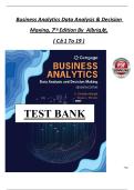FULL TEST BANK &ndash; Business Analytics&colon; Data Analysis & Decision Making&comma; 7th Edition by S&period; Christian Albright & Wayne L&period; Winston &vert; Chapters 1&ndash;19 &vert; MCQs with Answers & Difficulty Levels &lpar;2026 Updated&rpar;