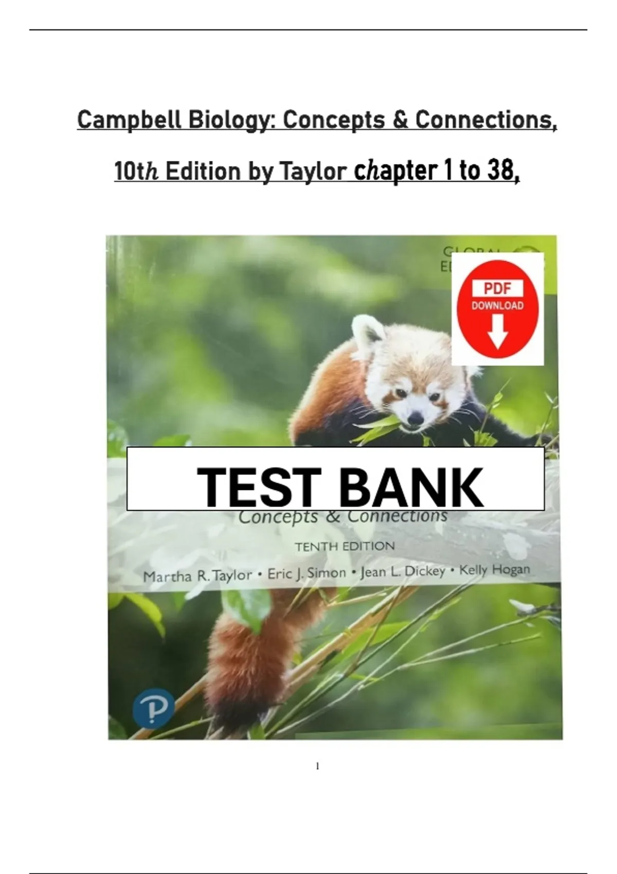 FULL TEST BANK – Campbell Biology: Concepts & Connections, 10th Edition ...