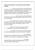 CM Lean Certification Course Questions With Complete Solutions