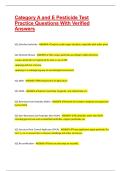 Category A and E Pesticide Test Practice Questions With Verified Answers &vert;&vert; 100&percnt; Pass