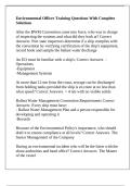 Environmental Officer Training Questions With Complete Solutions