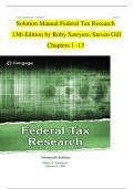 Test Bank for Federal Tax Research&comma; 13th Edition by Roby Sawyers & Steven Gill &lpar;Cengage Learning&comma; 2024&rpar; &vert; ISBN&colon; 9780357988411 &vert; Chapters 1-13