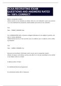 NCAA RECRUITING EXAM QUESTIONS AND ANSWERS RATED A&plus; 100&percnt; CORRECT