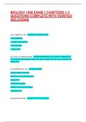 BIOLOGY 1406 EXAM 1 CHAPTERS 1-3 QUESTIONS COMPLETE WITH VERIFIED SOLUTIONS