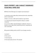 IDAHO PROPERTY AND CASUALTY INSURANCE EXAM FINAL PAPER 2026