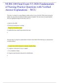 NURS100Final Exam V3 2026 Fundamentals of Nursing Practice Questions with Verified Answer Explanations&ndash; WCU