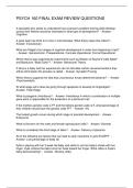 PSYCH 160 FINAL EXAM REVIEW QUESTIONS