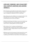 LETRS UNIT 2 SESSIONS 1 AND 2 EXAM SCRIPT 2026 COMPLETE QUESTIONS AND ANSWERS GRADED A+